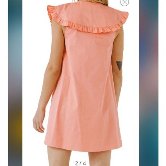 ✨NWOT✨ENGLISH FACTORY✨CORAL COLLAR SHIFT DRESS - Picture 4 of 4